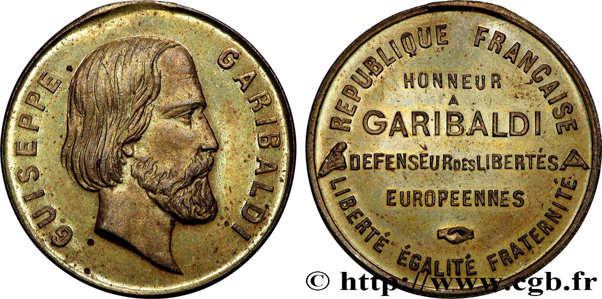 TERCERA REPUBLICA FRANCESA Médaille, Honneur à Giuseppe Garibaldi MBC+