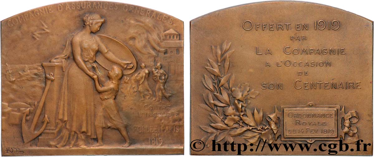 DRITTE FRANZOSISCHE REPUBLIK Plaque, Offert par la Compagnie à l’occasion du centenaire fVZ