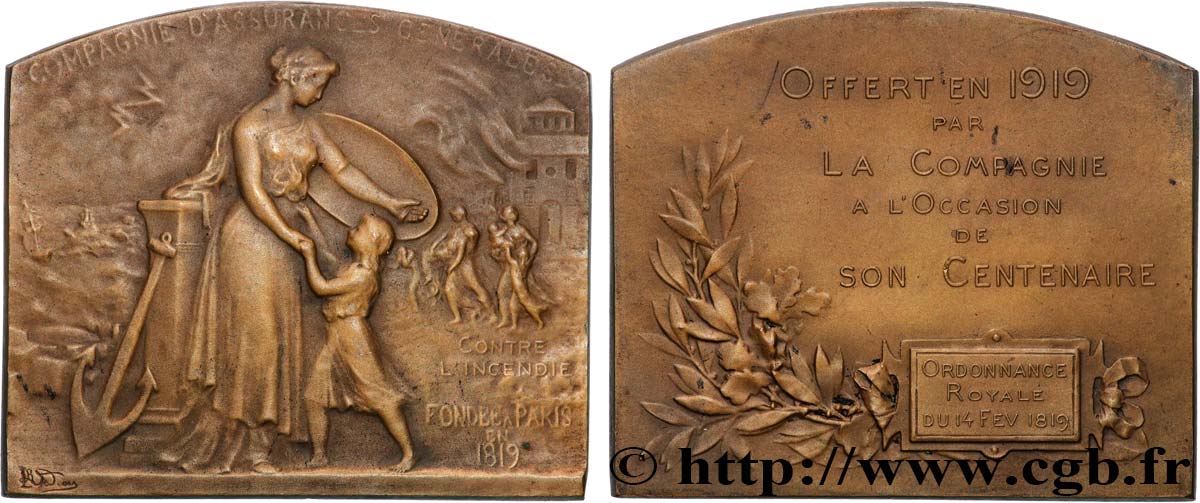 TROISIÈME RÉPUBLIQUE Plaque, Offert par la Compagnie à l’occasion du centenaire TTB+