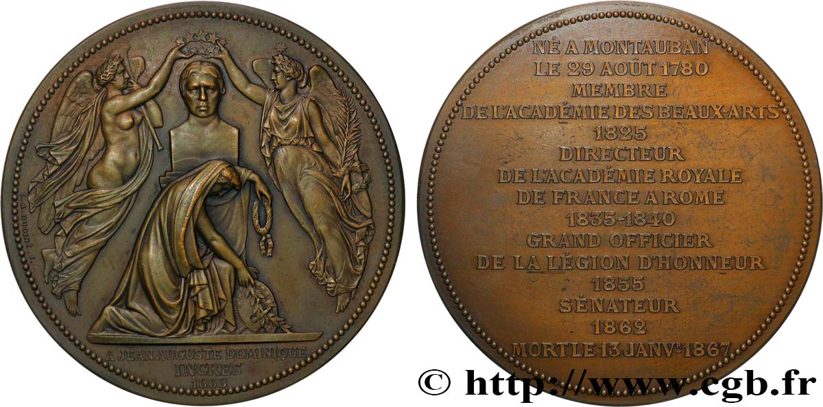 ARTISTES : GRAVEURS, PEINTRES, SCULPTEURS Médaille, Jean-Auguste-Dominique Ingres AU