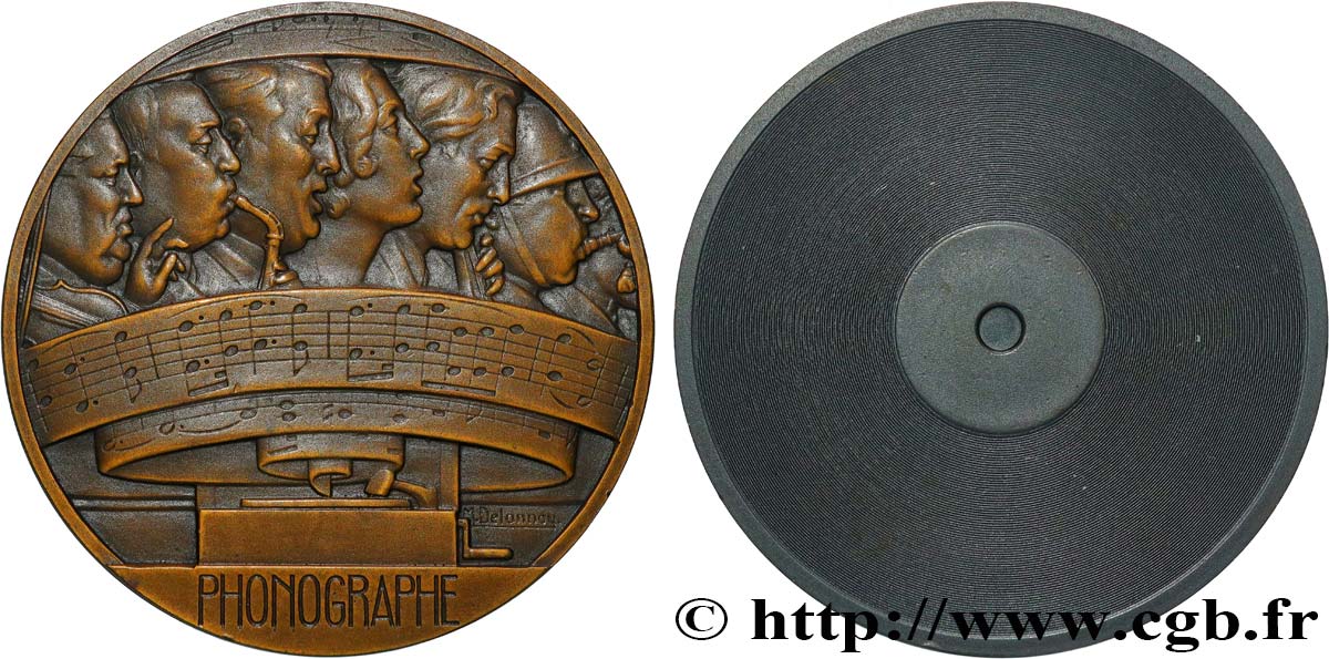 III REPUBLIC Médaille, Phonographe AU