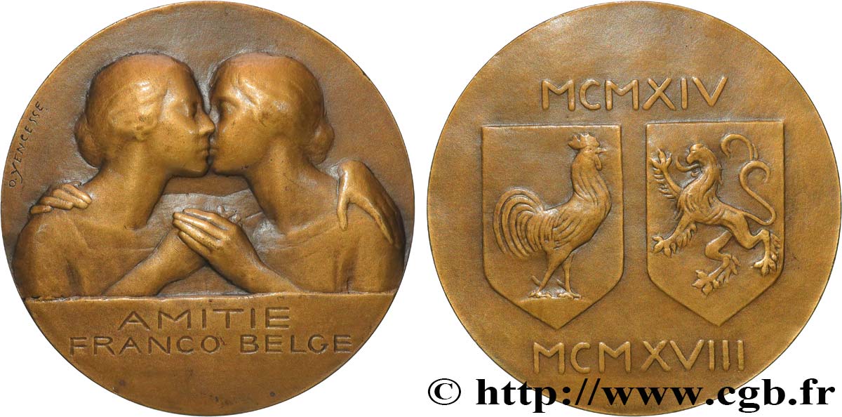 TROISIÈME RÉPUBLIQUE Médaille, Amitié franco-belge TTB/SUP