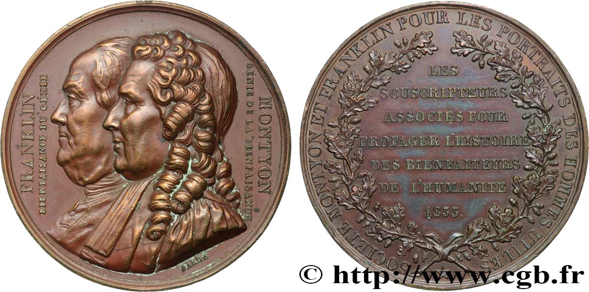 LOUIS-PHILIPPE Ier Médaille de la société Franklin et Montyon TTB+