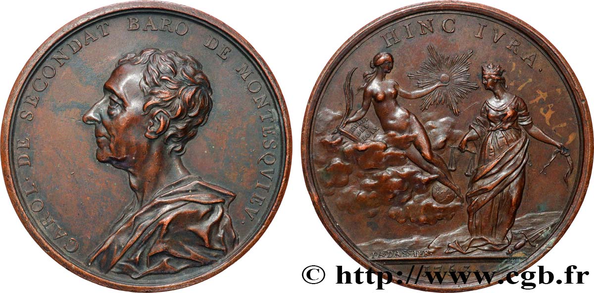 ACADÉMIES ET SOCIÉTÉS SAVANTES Médaille, Charles de Secondat, Montesquieu XF