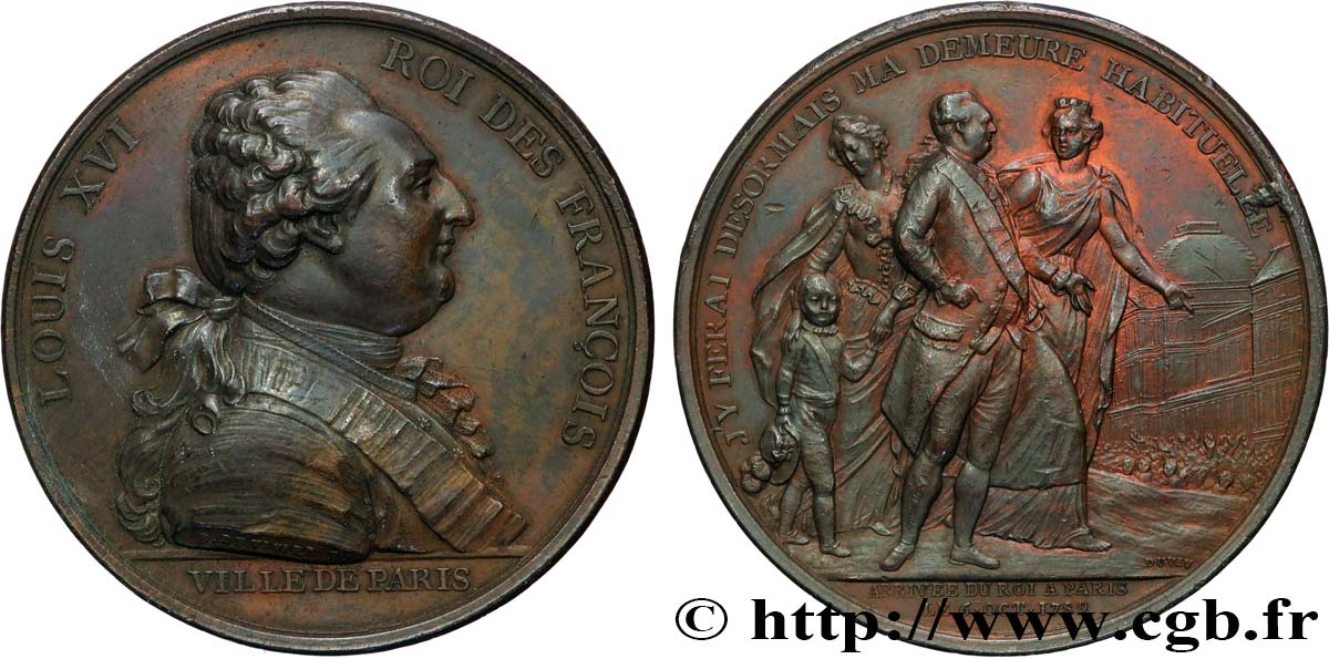 LOUIS XVI Médaille de l’arrivée du roi à Paris fVZ