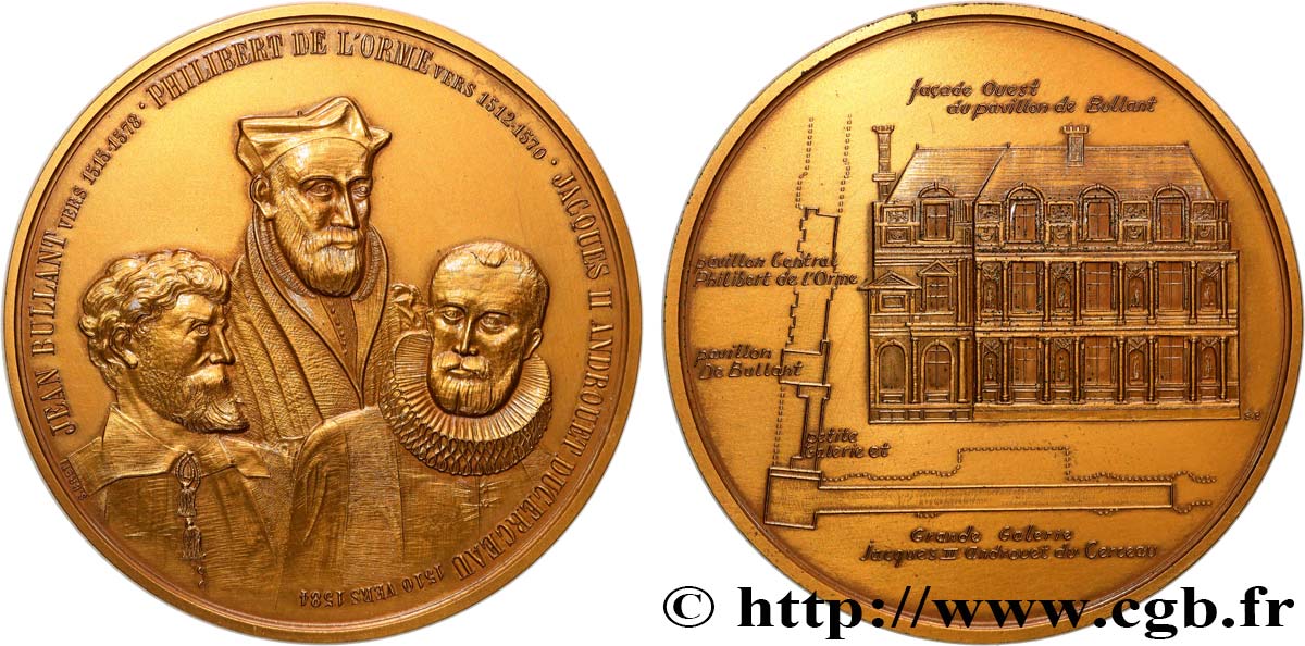 MONUMENTS ET HISTOIRE Médaille, Jean Bullant, Philibert de l’Orme, Jacques II Androuet Ducerceau et le Louvre, n°305 SUP