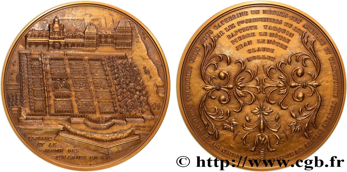 MONUMENTS ET HISTOIRE Médaille, Palais et Jardin des Tuileries en 1615, n°316 SUP