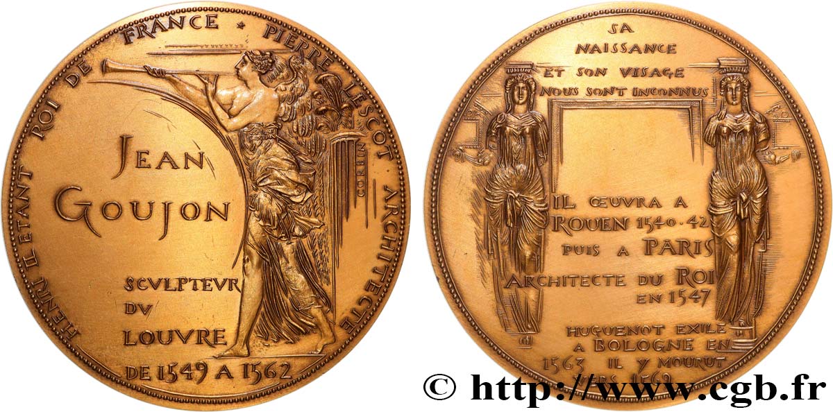 MONUMENTS ET HISTOIRE Médaille, Jean Goujon, sculpteur du Louvre, n°203 SUP