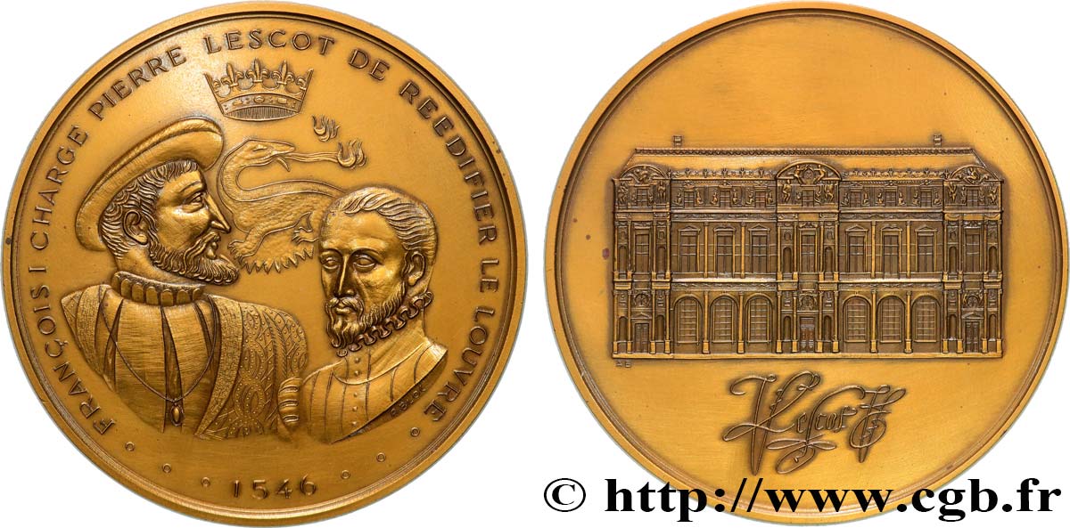 MONUMENTS ET HISTOIRE Médaille, Pierre Lescot chargé de réédifier le Louvre, n°329 SUP