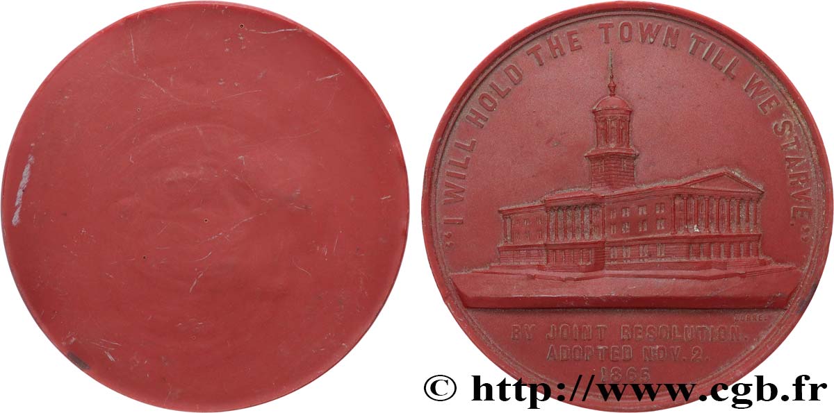 ÉTATS-UNIS D AMÉRIQUE Médaille, prototype, Revers de la médaille du Major General George H. Thomas VZ/fVZ