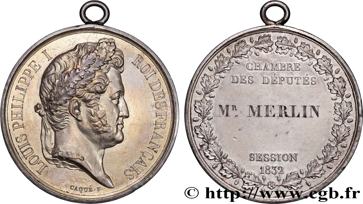 LOUIS-PHILIPPE Ier Médaille parlementaire, Jean-Pierre, Raymond Merlin TTB+