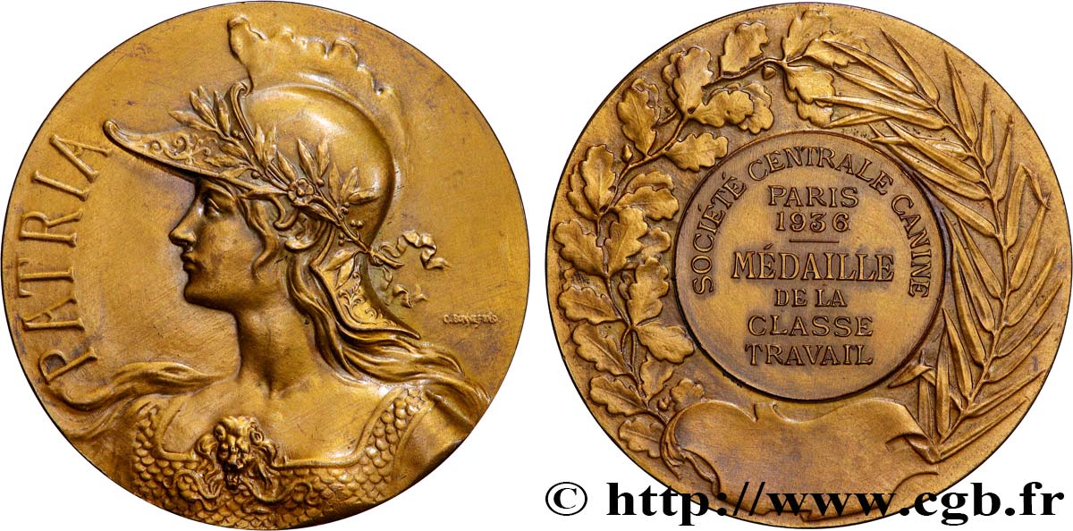 TROISIÈME RÉPUBLIQUE Médaille, PATRIA, Société centrale canine TTB+