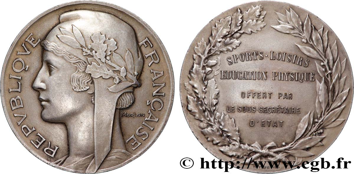 TROISIÈME RÉPUBLIQUE Médaille de récompense, offert par le sous-secrétaire d’État TTB+