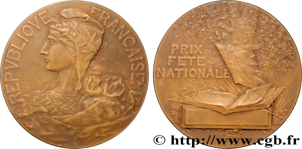 III REPUBLIC Médaille, Prix de la Fête Nationale AU