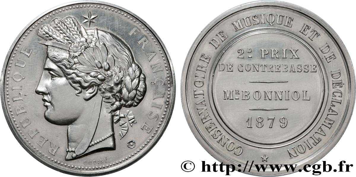 TROISIÈME RÉPUBLIQUE Médaille, 2e prix de contrebasse, Conservatoire de musique et déclamation SPL