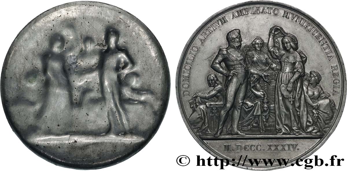 LOUIS-PHILIPPE I Médaille, Inauguration des nouvelles salles du musée du Louvre, tirage uniface du revers XF