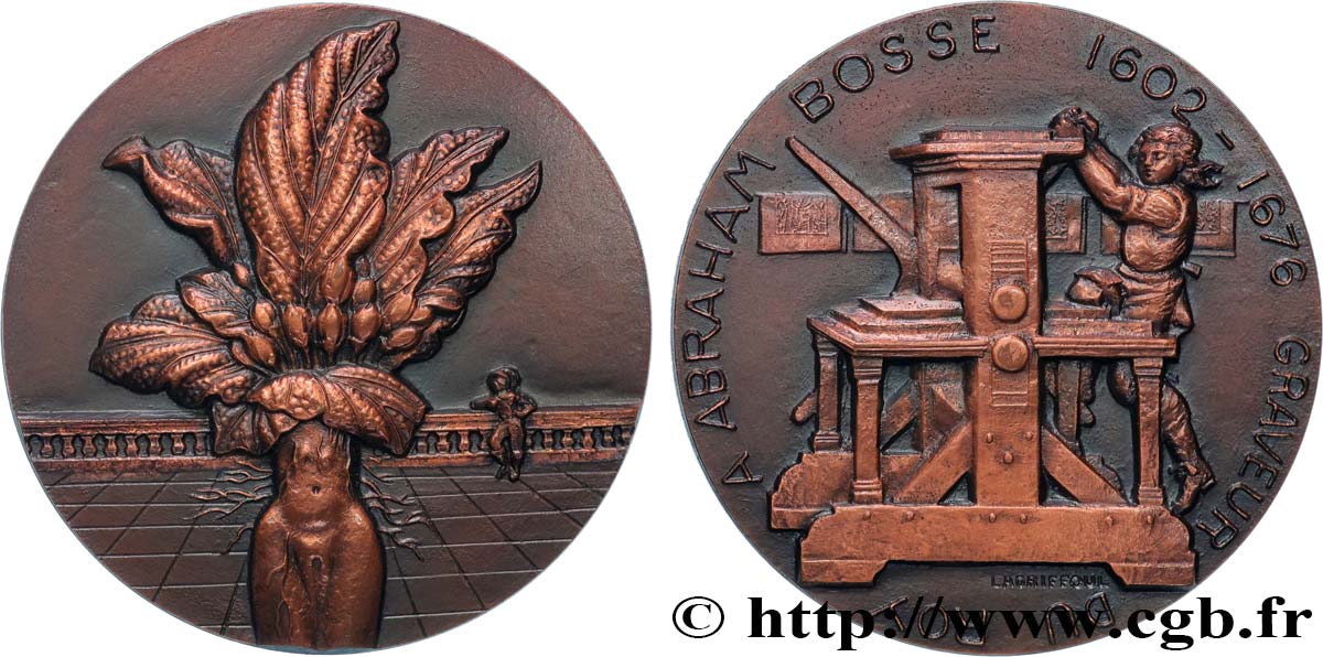 CINQUIÈME RÉPUBLIQUE Médaille, Abraham Bosse, graveur du roi, n°2 SUP