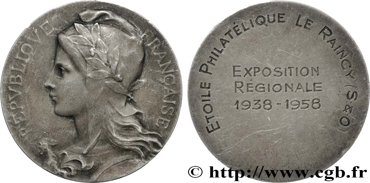 TERCERA REPUBLICA FRANCESA Médaille, Étoile Philatélique, Exposition MBC+