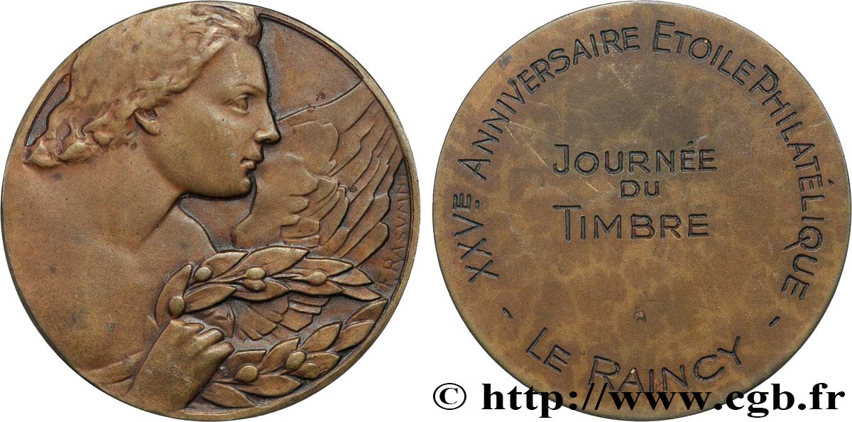 V REPUBLIC Médaille, 25e anniversaire de l’Étoile Philatélique AU