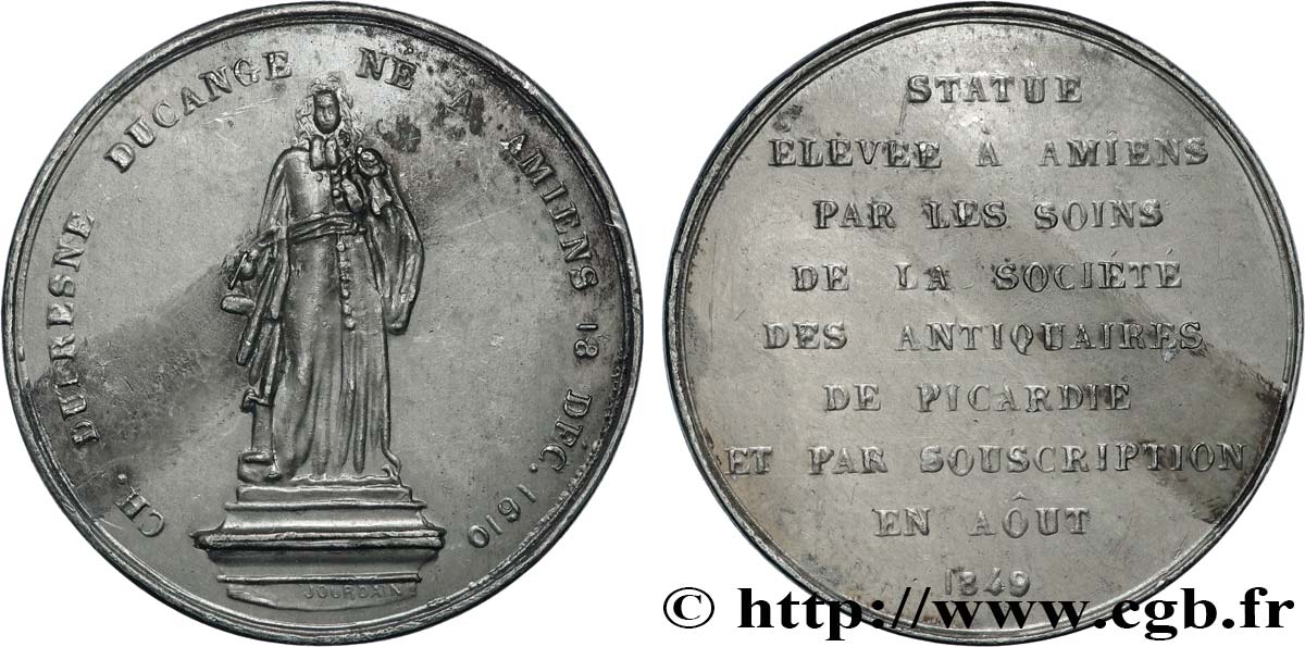 DEUXIÈME RÉPUBLIQUE Médaille, Hommage à Charles Dufresne Ducange SS