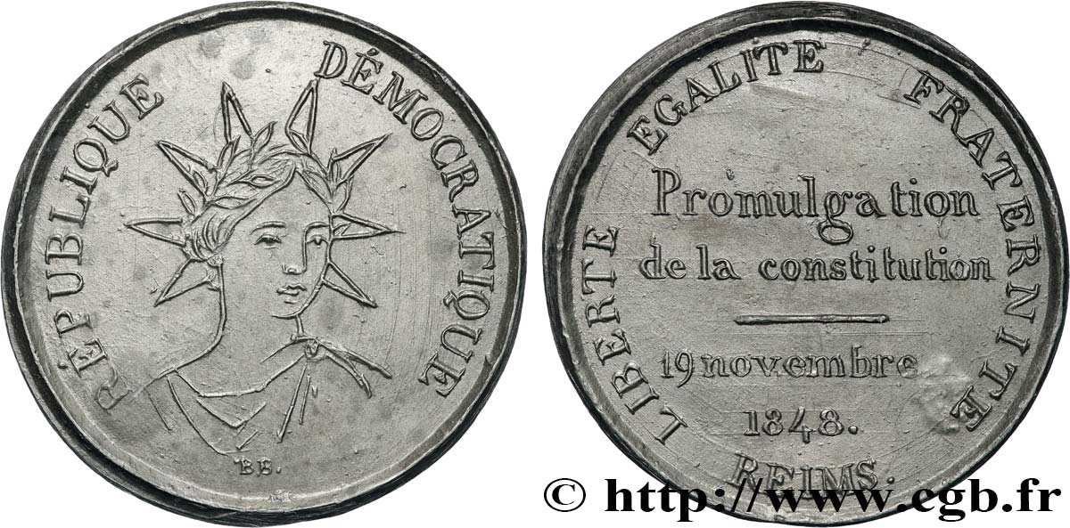 DEUXIÈME RÉPUBLIQUE Médaille, Promulgation de la constitution q.SPL