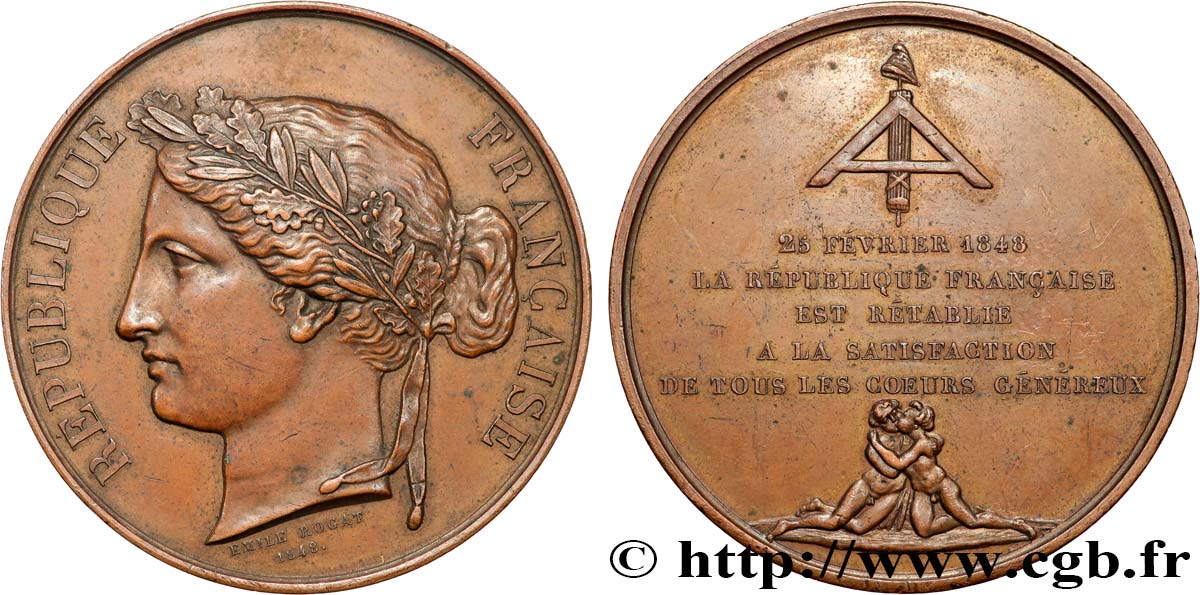 DEUXIÈME RÉPUBLIQUE Médaille, Proclamation de la république XF
