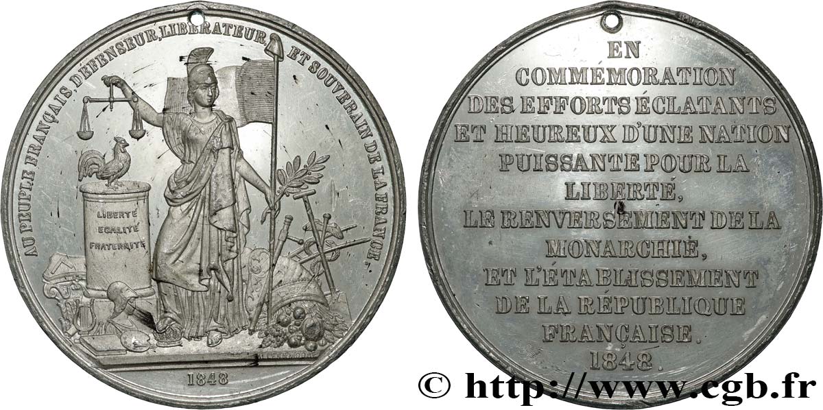 SECONDA REPUBBLICA FRANCESE Médaille, Commémoration des efforts éclatants q.SPL