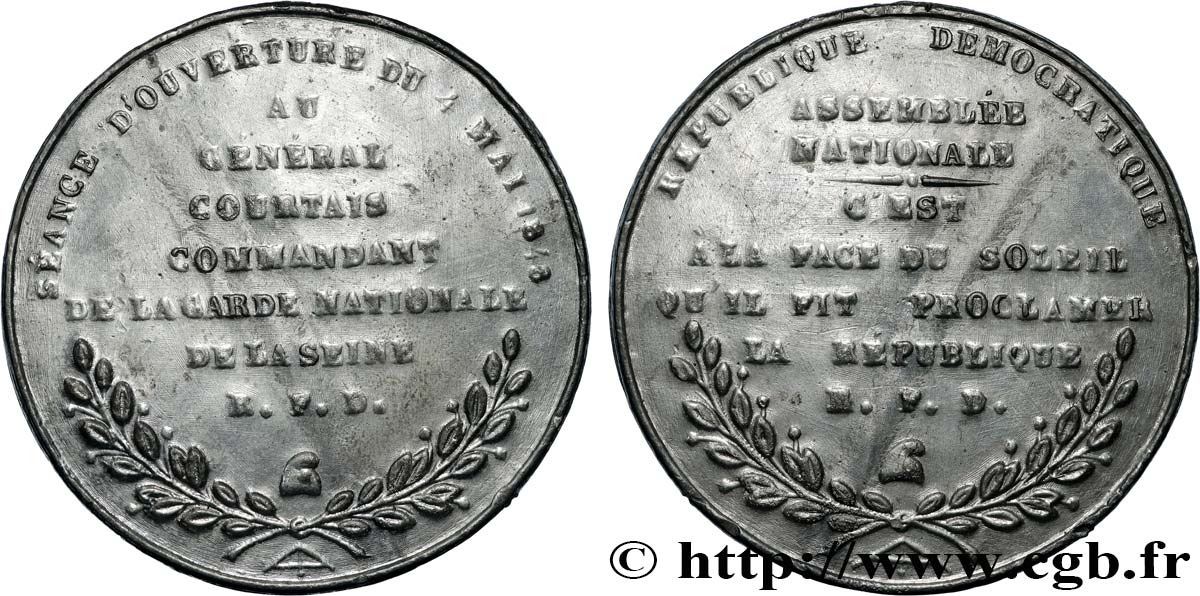 DEUXIÈME RÉPUBLIQUE Médaille, Réunion de l’Assemblée constituante du 4 Mai, Hommage au général Amable de Courtais TTB+