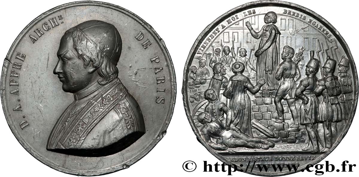 SECOND REPUBLIC Médaille, Mémoire de la mort de Mgr Affre XF