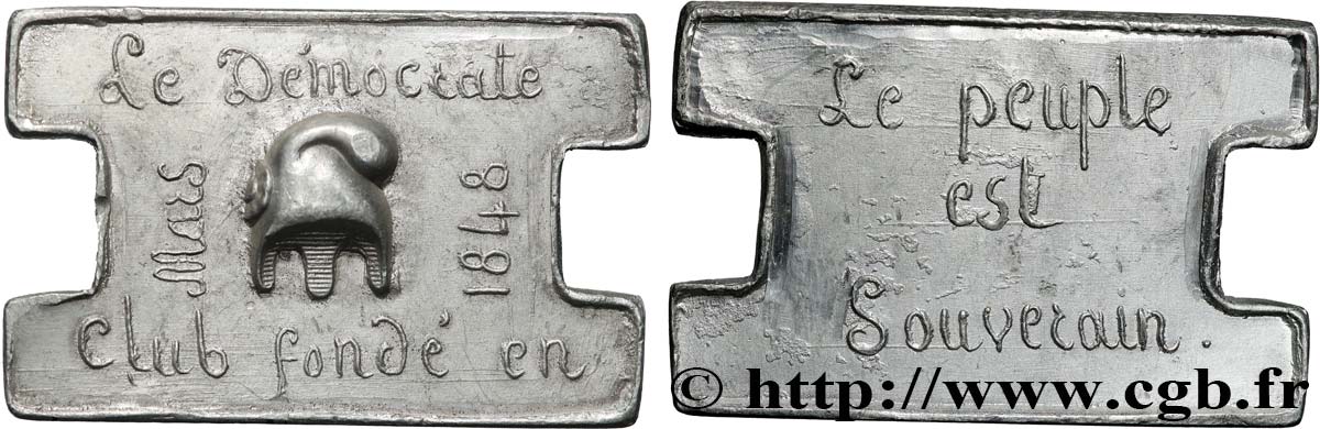 DEUXIÈME RÉPUBLIQUE Médaille, Le Démocrate TTB+