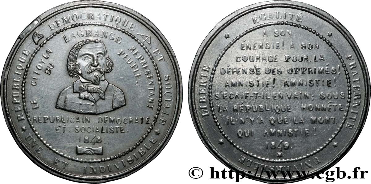 DEUXIÈME RÉPUBLIQUE Médaille, Citoyen Lagrange, représentant du peuple TTB+