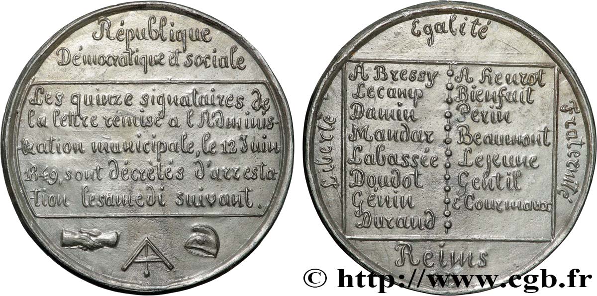 DEUXIÈME RÉPUBLIQUE Médaille, Décret d’arrestation AU
