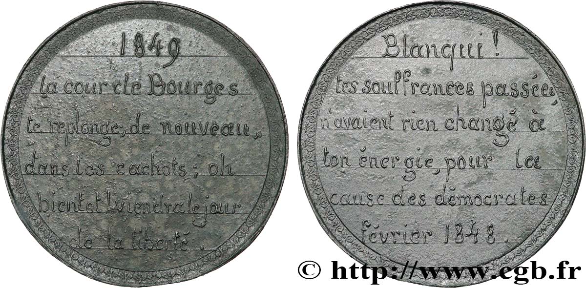 DEUXIÈME RÉPUBLIQUE Médaille, Condamnation d’Auguste Blanqui, Cour de Bourges q.SPL