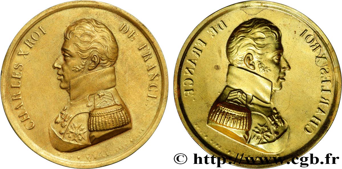 CARLO X Médaille, Charles X, tirage uniface du portrait q.SPL
