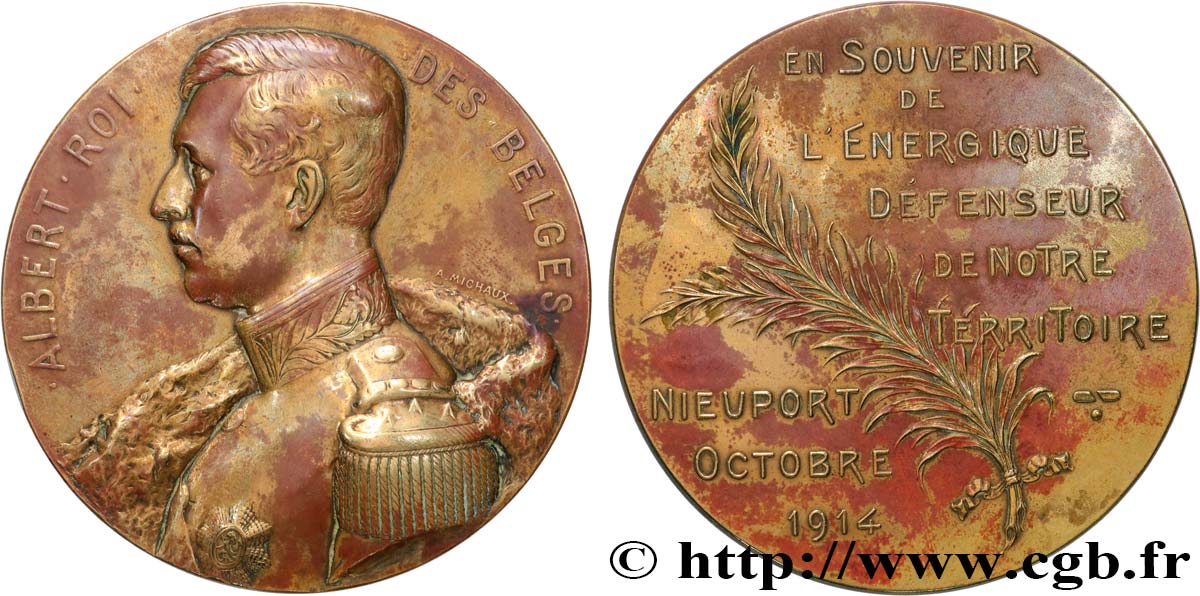 BÉLGICA - REINO DE BÉLGICA - ALBERTO I Médaille, En souvenir du défenseur de notre territoire MBC