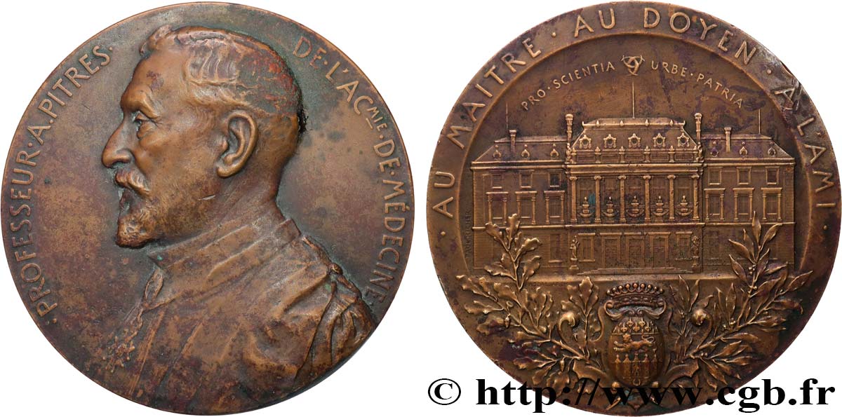III REPUBLIC Médaille, Professeur Albert Pitres XF