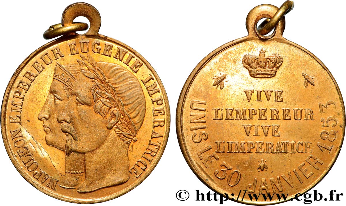 SECOND EMPIRE Médaillette, Mariage de Napoléon III et Eugénie TTB+