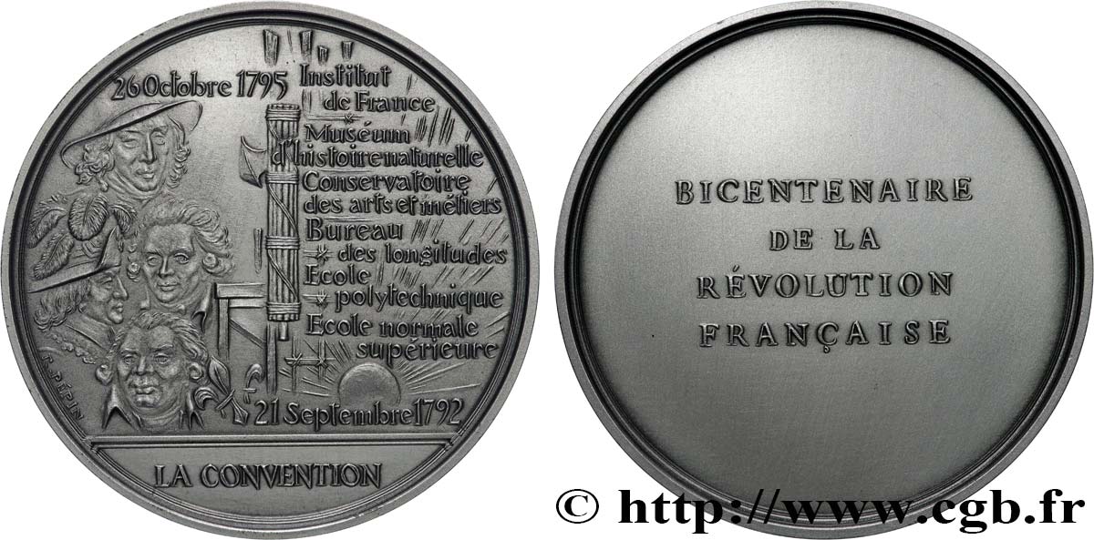 FUNFTE FRANZOSISCHE REPUBLIK Médaille, Bicentenaire de la Révolution, La Convention VZ