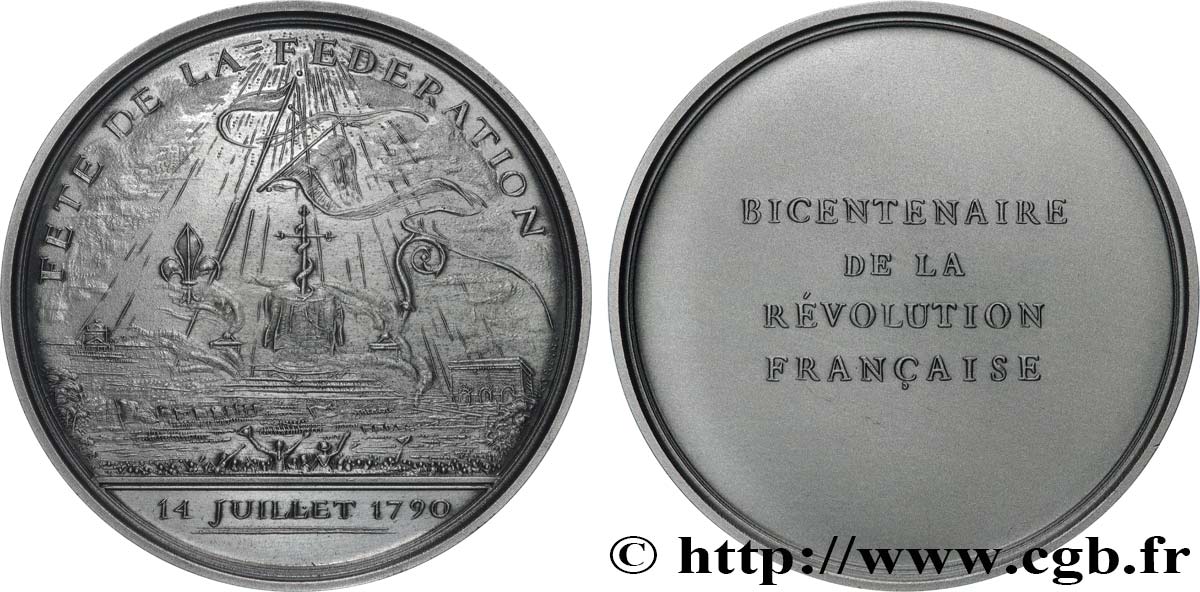 V REPUBLIC Médaille, Bicentenaire de la Révolution, 14 Juillet 1790 AU