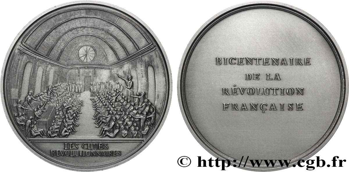 CINQUIÈME RÉPUBLIQUE Médaille, Bicentenaire de la Révolution, Les clubs révolutionnaires SUP