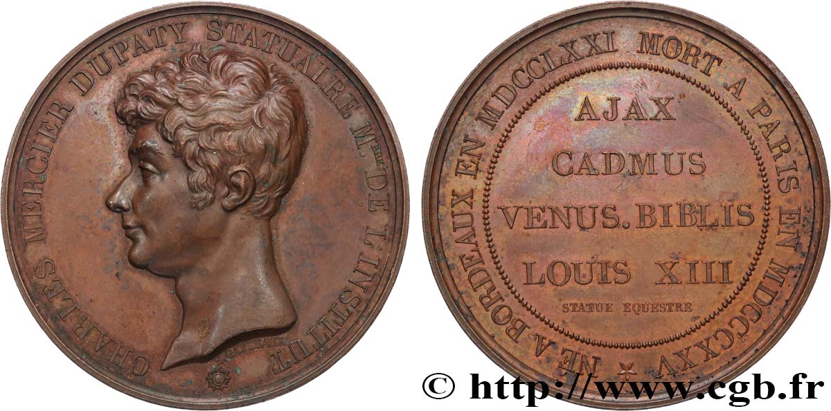 CARLOS X Médaille, Charles Mercier Dupaty, Statue équestre de la Place des Vosges MBC+/EBC