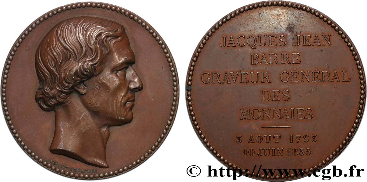 SECOND EMPIRE Médaille pour le graveur Jacques-Jean Barre TTB+