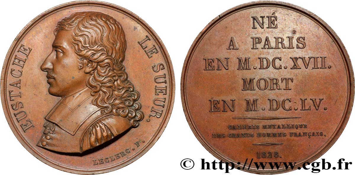METALLIC GALLERY OF THE GREAT MEN FRENCH Médaille, Eustache Le Sueur AU