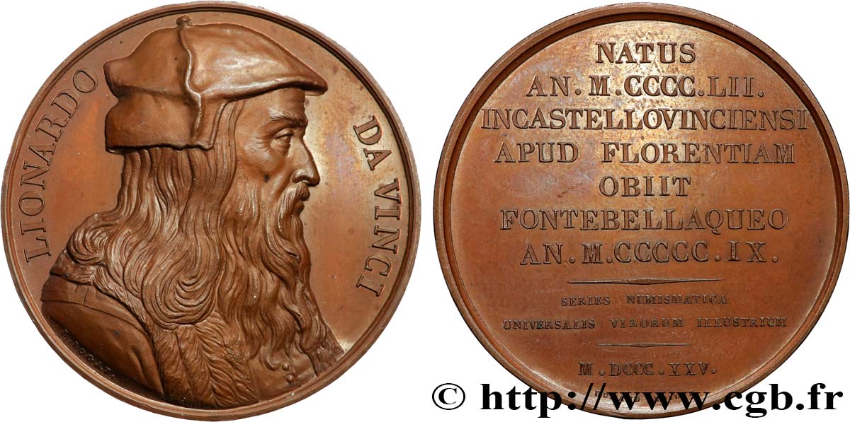 SÉRIE NUMISMATIQUE DES HOMMES ILLUSTRES Médaille, Léonard de Vinci AU