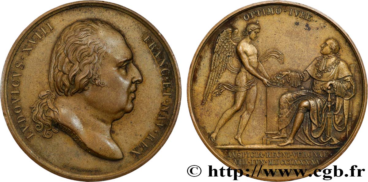 LOUIS XVIII Médaille, Accession au trône de Louis XVIII AU