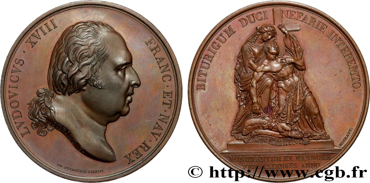 LOUIS XVIII Médaille, Monument au duc de Berry AU