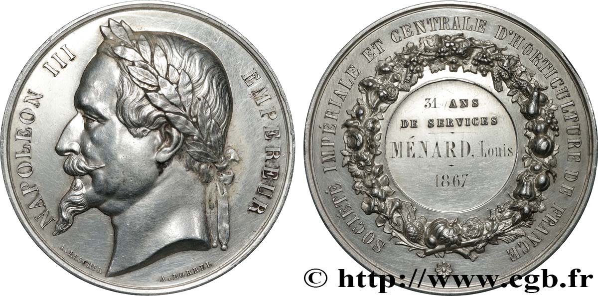 SECONDO IMPERO FRANCESE Médaille de récompense, Société impériale et centrale d’horticulture q.SPL