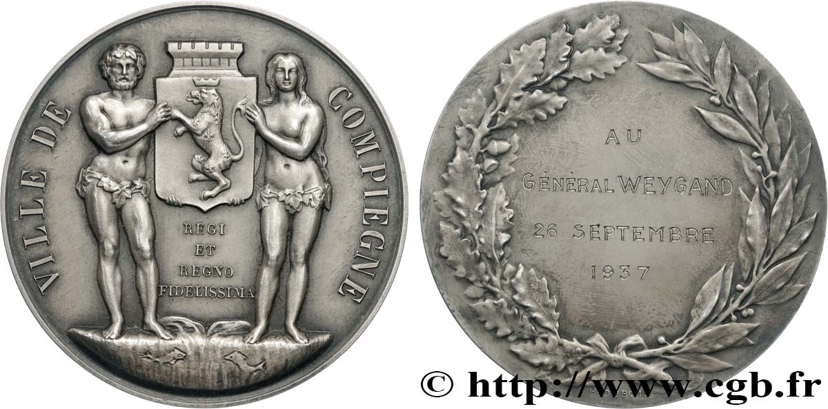 TERCERA REPUBLICA FRANCESA Médaille, Au général Maxime Weygand EBC