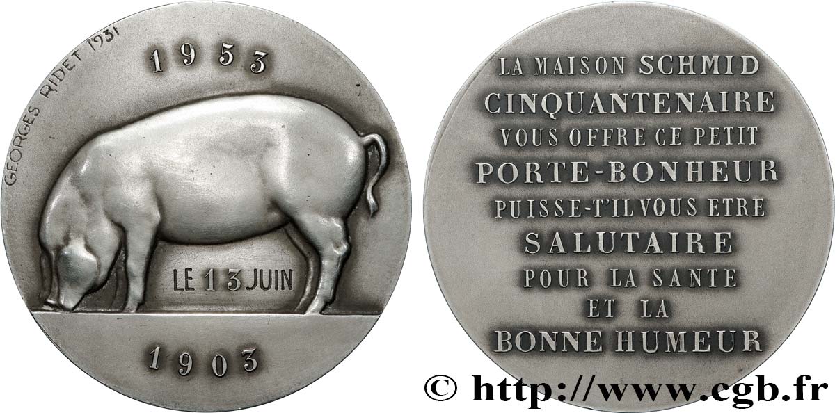 QUARTA REPUBBLICA FRANCESE Médaille, Cinquantenaire de la Maison Schmid q.SPL