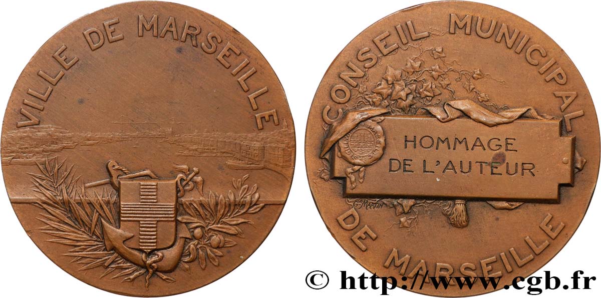 DRITTE FRANZOSISCHE REPUBLIK Médaille, Conseil municipal de Marseille, Hommage de l’auteur VZ